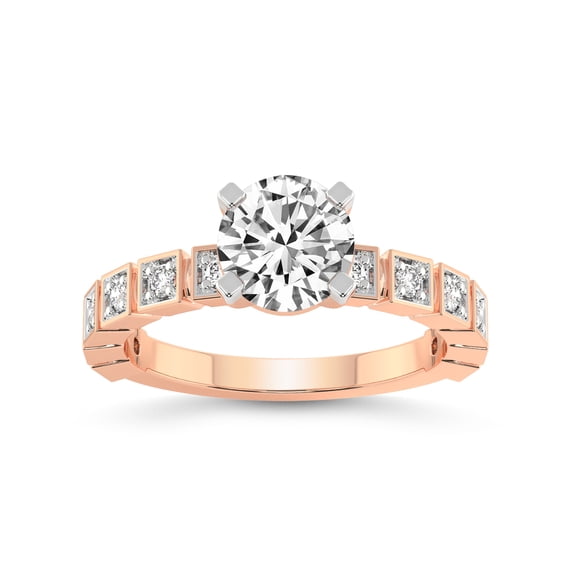 3 Carat IGI Certified Round Shape Lab Grown Diamond Engagement Ring | 14K Rose Gold | Cheryl Side Stone Lab Diamond Ring | FG-VS1-VS2 Quality Friendly Diamonds