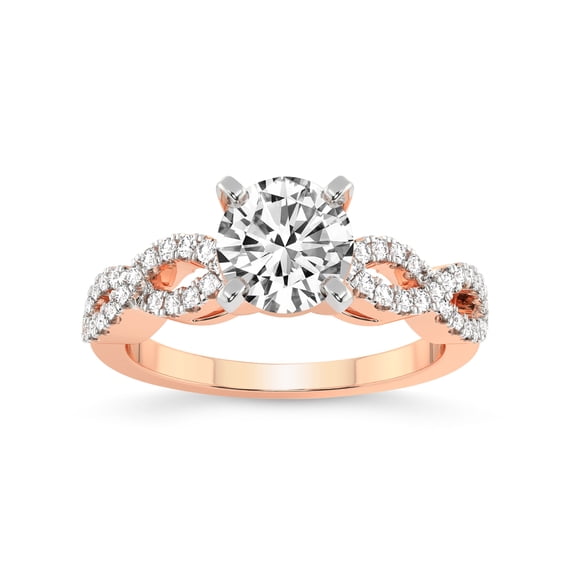 3 Carat IGI Certified Round Shape Lab Grown Diamond Engagement Ring | 14K Rose Gold | Lorene Twisted Shank Lab Diamond Ring | FG-VS1-VS2 Quality Friendly Diamonds