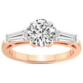 thumbnail image 1 of 3 Carat IGI Certified Round Shape Lab Grown Diamond Engagement Ring | 14K Rose Gold | Madison Three Stone Side Baguette Diamond Lab Diamond Ring | FG-VS1-VS2 Quality Friendly Diamonds, 1 of 4
