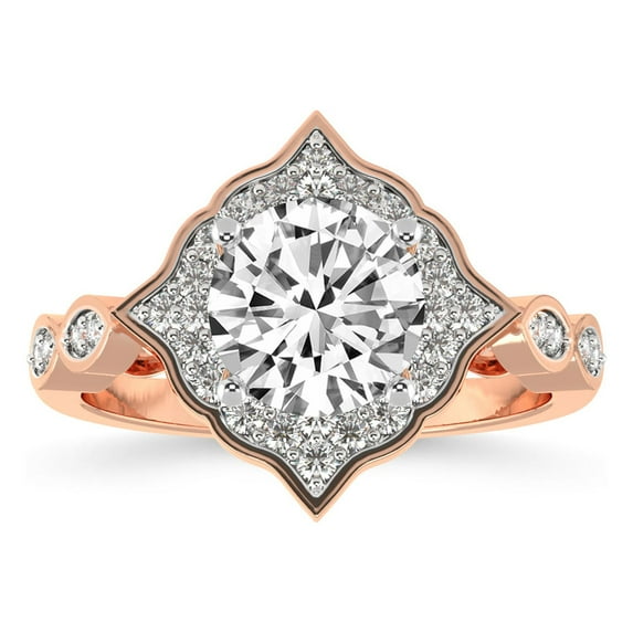 3 Carat IGI Certified Round Shape Lab Grown Diamond Engagement Ring | 14K Rose Gold | Melody Vintage Halo Lab Diamond Ring | FG-VS1-VS2 Quality Friendly Diamonds