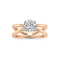 thumbnail image 1 of IGI Certified 3 Carat Round Shape Lab Grown Diamond Engagement Ring | 14K Rose Gold | Stella Criss Cross Solitaire Lab Diamond Ring | FG-VS1-VS2 Quality Friendly Diamonds, 1 of 6