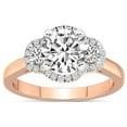 thumbnail image 1 of 3 Carat IGI Certified Round Shape Lab Grown Diamond Engagement Ring | 14K Rose Gold | Swirl Three Stone Halo Diamond Engagement Ring | FG-VS1-VS2 Quality | Friendly Diamonds, 1 of 2