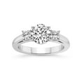 thumbnail image 1 of 3 Carat IGI Certified Round Shape Lab Grown Diamond Engagement Ring | 14K White Gold | Emery Three Stone With Cushion Shape Side Lab Diamond Ring | FG-VS1-VS2 Quality Friendly Diamonds, 1 of 5