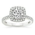 thumbnail image 1 of IGI Certified 3 Carat Round Shape Lab Grown Diamond Engagement Ring | 14K White Gold | Valerie Euro Shank Halo Lab Diamond Ring | FG-VS1-VS2 Quality Friendly Diamonds, 1 of 8