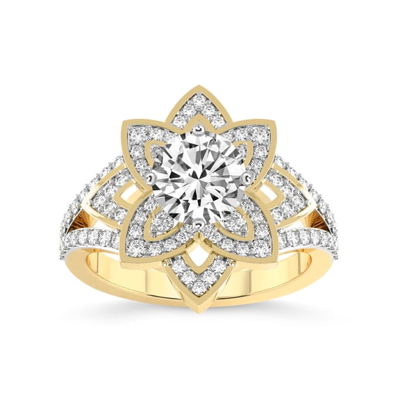 3 Carat IGI Certified Round Shape Lab Grown Diamond Engagement Ring | 14K Yellow Gold | Indigo Vintage Lab Diamond Ring | FG-VS1-VS2 Quality Friendly Diamonds