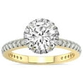 thumbnail image 1 of 3 Carat IGI Certified Round Shape Lab Grown Diamond Engagement Ring | 14K Yellow Gold |Klarissa Halo Diamond Eternity Lab Diamond Ring | FG-VS1-VS2 Quality Friendly Diamonds, 1 of 5