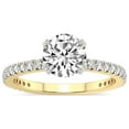 thumbnail image 1 of 3 Carat IGI Certified Round Shape Lab Grown Diamond Engagement Ring | 14K Yellow Gold | Kylie Eternity Lab Diamond Ring | FG-VS1-VS2 Quality Friendly Diamonds, 1 of 5