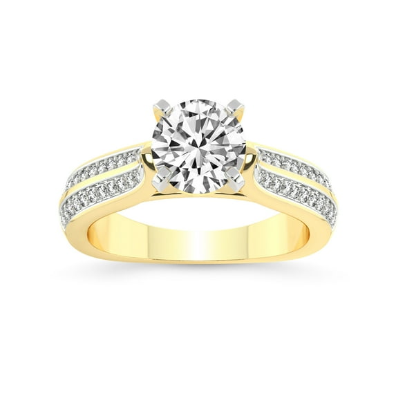 3 Carat IGI Certified Round Shape Lab Grown Diamond Engagement Ring | 14K Yellow Gold | Sandra Side Stone Lab Diamond Ring | FG-VS1-VS2 Quality Friendly Diamonds