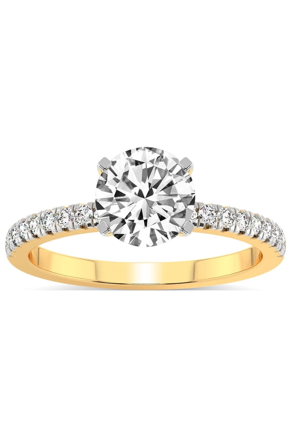 3 Carat IGI Certified Round Shape Lab Grown Diamond Engagement Ring | 14K Yellow Gold | Venetia Half Eternity Lab Diamond Ring | FG-VS1-VS2 Quality Friendly Diamonds