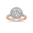 thumbnail image 1 of 3 Carat | IGI Certified Round Shape Lab Grown Diamond Engagement Ring For Women | 14K Rose Gold | Lab Created Arya Double Halo Diamond Engagement Ring | FG-VS1-VS2 Quality, 1 of 5