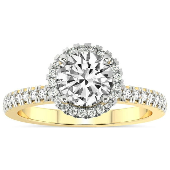 IGI Certified 3 Carat Round Shape Lab Grown Diamond Engagement Ring | 14K Yellow Gold |Elle Classic Halo Diamond Ring | FG-VS1-VS2 Quality Friendly Diamonds