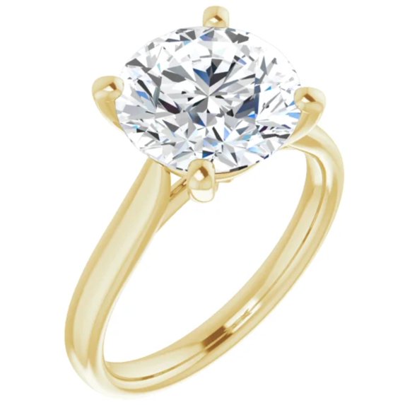 3 Carat Lab Diamond Engagement Ring 14k Yellow Gold Round Cut