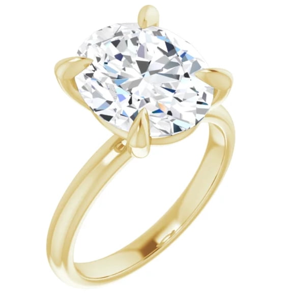 3 Carat Lab Diamond Engagement Ring Oval Cut 14k Yellow Gold