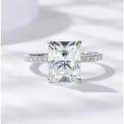 KohinoorGems 3 Carat Moissanite 18K White Gold Plated Sterling Silver Ring for Women, Engagement Wedding Valentines Day Wedding Anniversary Birthday Gift Ideas