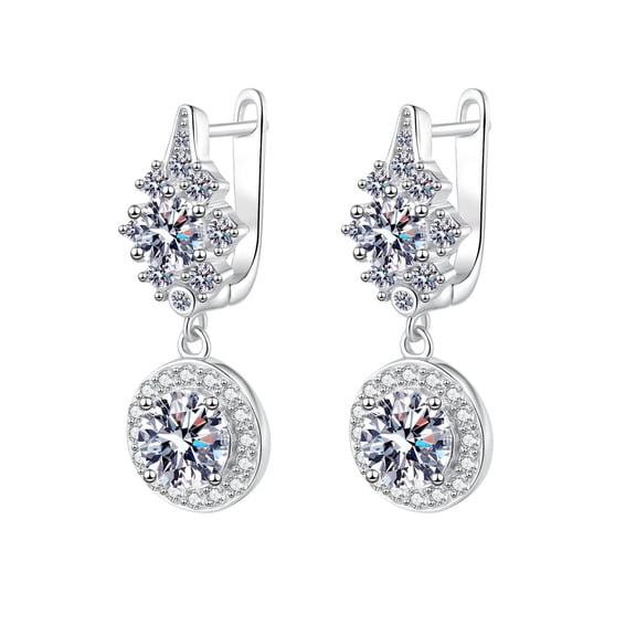3 Carat Moissanite Earrings for Women 925 Sterling Silver Drop Dangle Earrings D Color VVS1 Clarity Diamond Hoop Earrings for Sensitive Ears Hypoallergenic Jewelry