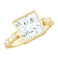 thumbnail image 1 of Rosec Jewels Moissanite Princess Cut Engagement Ring 3 Carat - D-VS1 Quality Certified - 8 mm Moissanite Solitaire Ring, 14K Yellow Gold, US 5.00, 1 of 9
