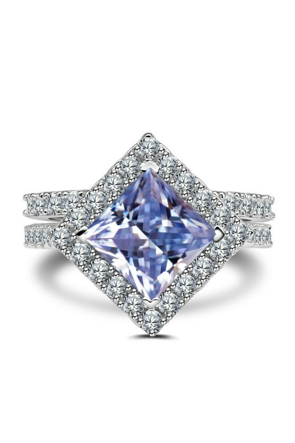 3 Carat Moissanite Engagement Rings for Women, S925 Sterling Silver D Color VVS1 Princess Cut Diamond Rings, Ideal Choice for Birthday, Anniversary and Romantic Occasions with Certificate