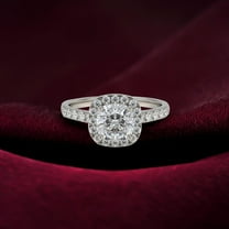 2 Carat Moissanite Halo Engagement Ring 925 Silver, 14K Gold Plated, Round Cut