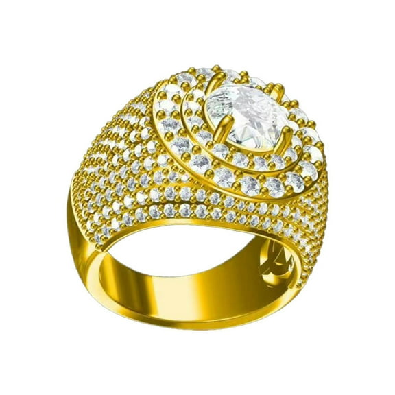 3 Carat Moissanite Ring Men 925 Sterling Silver Cluster Wedding Rings D Color VVS1 Clarity Gold Rings for Men Size 7-12