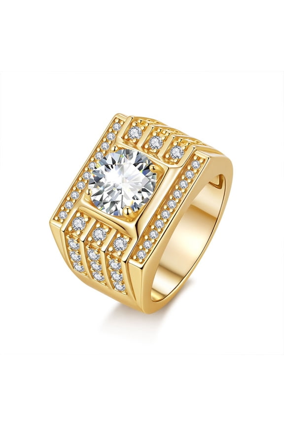 3 Carat Moissanite Ring Mens Wedding Band 925 Sterling Silver Engagement Wedding Ring for Men Round Cut D Color VVS1 Clarity Lab Diamond Rings Size 8-12