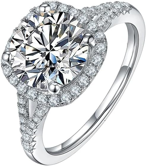 3 Carat Moissanite Ring for Womens Sterling Silver Moissanite Diamond Ring Moissanite Engagement Rings for Women Moissanite Wedding Rings Women's Moissanite Promise Rings