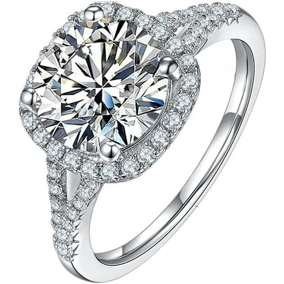 3 Carat Moissanite Ring for Womens Sterling Silver Moissanite Diamond Ring Moissanite Engagement Rings for Women Moissanite Wedding Rings Women's Moissanite Promise Rings