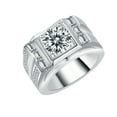 thumbnail image 1 of 3 Carat Moissanite Rings 925 Sterling Silver Round Cut Moissanite Diamond Wedding Rings D Color VVS1 Clarity Moissanite Engagement Rings for Men with Certificate, 1 of 7