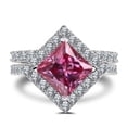 thumbnail image 1 of 3 Carat Moissanite Rings for Women 925 Sterling Silver D Color VVS1 Princess Cut Moissanite Engagement Rings Pink/Yellow/Green Lab Created Diamond Wedding Bands Promise Ring with Certificate, 1 of 4