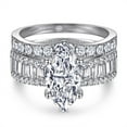 thumbnail image 1 of 3 Carat Moissanite Rings for Women Bridal Set D Color VVS1 S925 Silver Lab Created Diamond Engagement Rings Set Marquise Cut Stackable Eternity Bands with Certificate, 1 of 7