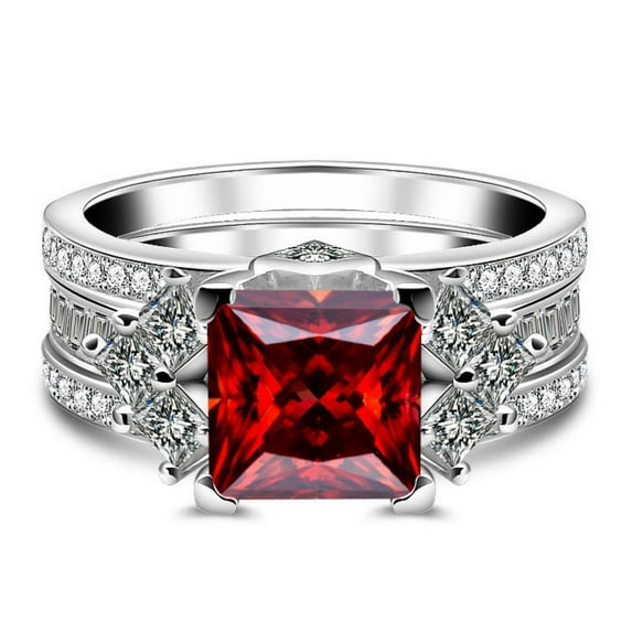 3 Carat Moissanite Rings for Women D Color 925 Sterling Silver Purple/Red/White VVS1 Princess Cut Moissanite Rings lab Created Diamond Engagement Ring Promise Ring with Certificat