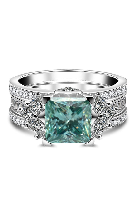 3 Carat Moissanite Rings for Women D Color 925 Sterling Silver Purple/Red/White VVS1 Princess Cut Moissanite Rings lab Created Diamond Engagement Ring Promise Ring with Certificat