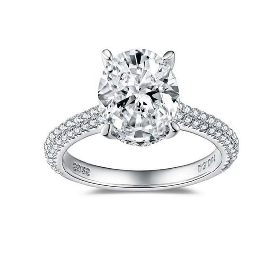 3 Carat Moissanite Rings for Women D Color VVS1 925 Sterling Silver Oval Cut Moissanite Engagement Ring Lab Created Diamond Promise Ring Simulated Diamond Ring with Certificate