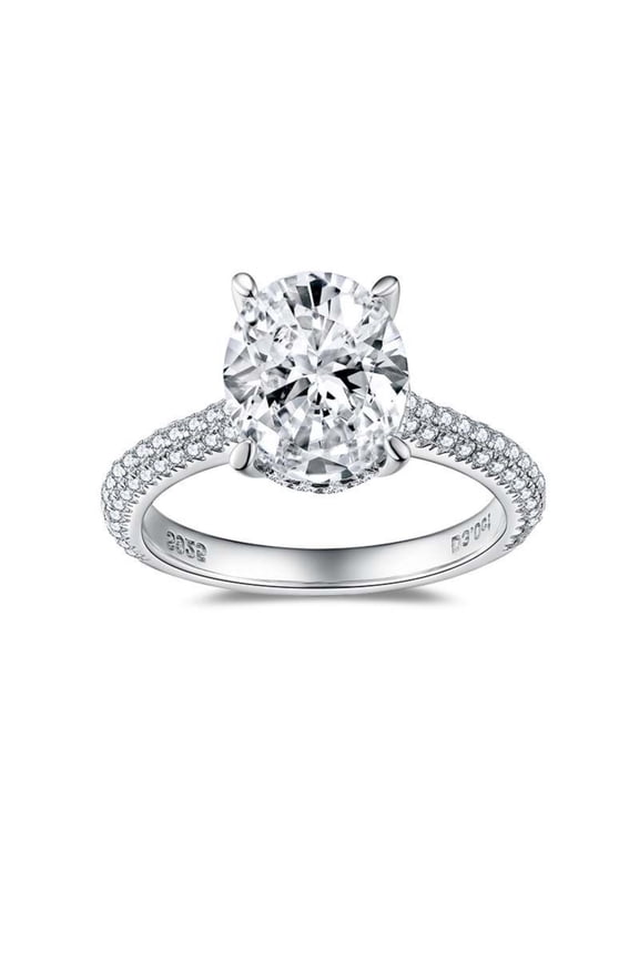 3 Carat Moissanite Rings for Women D Color VVS1 925 Sterling Silver Oval Cut Moissanite Engagement Ring Lab Created Diamond Promise Ring Simulated Diamond Ring with Certificate