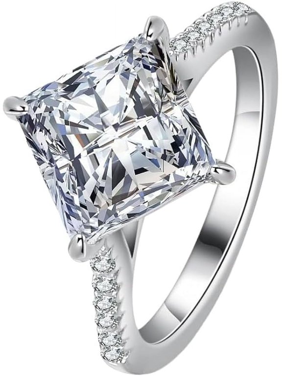 3 Carat Moissanite Rings for Women D Color VVS1 Clarity S925 Sterling Silver Diamond Rings Women's Moissanite Engagement Rings Lab Grown Diamond Wedding Rings with Certificate