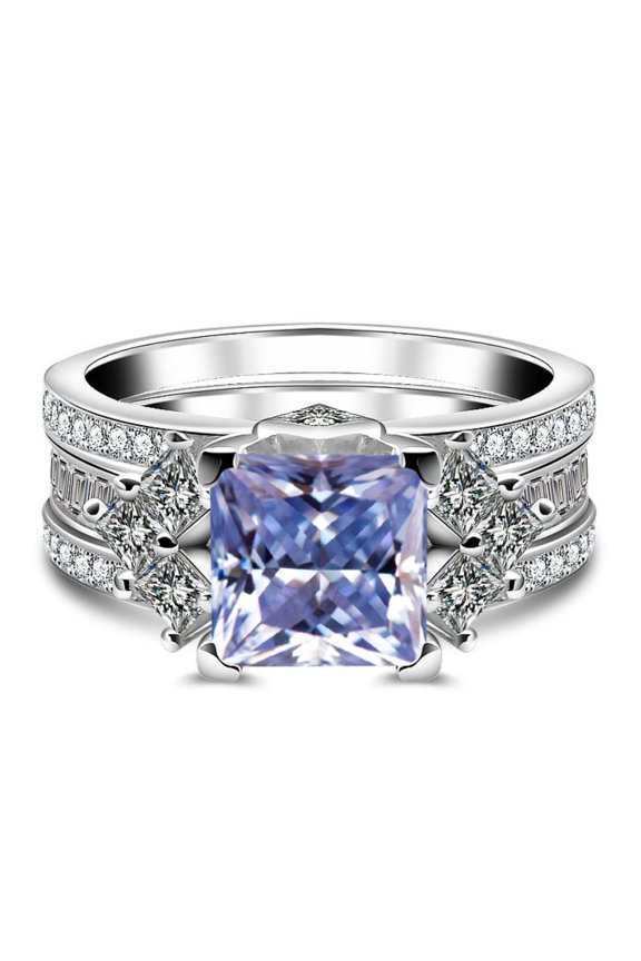 3 Carat Moissanite Rings for Women, S925 Sterling Silver D Color VVS1 Princess Cut Diamond Rings, Ideal Choice for Birthday, Anniversary and Romantic Occasions
