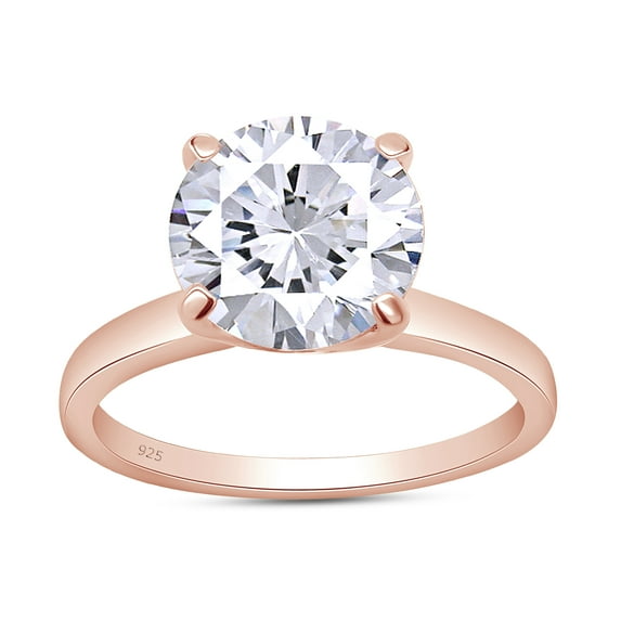 AFFY 3CT Moissanite Solitaire Engagement Ring for Women in 18K Rose Gold Sterling Silver-7