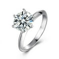 thumbnail image 1 of 3 Carat Moissanite Solitaire Engagement Ring in Platinum Plated Silver (Certified, 9 MM) SIZE 7, 1 of 10