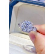 3 Carat Moissanite Zircon Accent Sterling Silver Ring with Warranty  Certificate