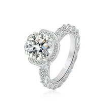 3 Carat Mossanite Ring Engagement Rings for Women D Color VVS1 Clarity Wedding Band 925 Sterling Silver Promise Rings for Her Size 6-9