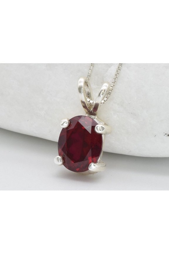 3 Carat Natural Certifed 925 Sterling Silver Red Ruby Gemstone Pendant Woman Gift