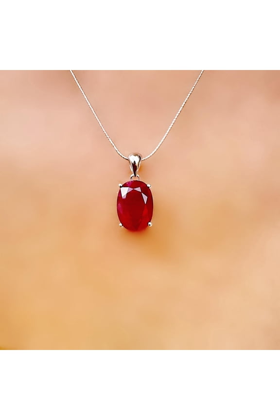 3 Carat Natural Oval Cut Ruby in Gold Plated Jewelry For Women