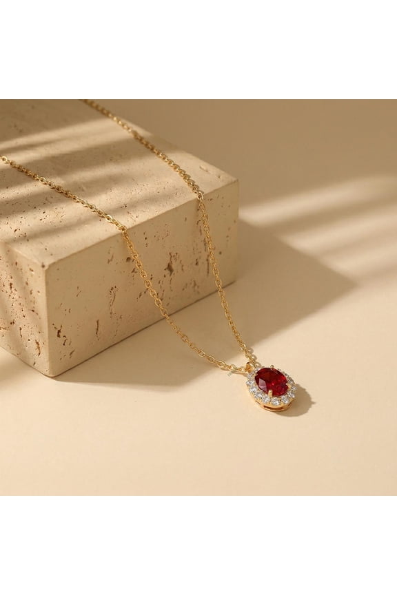 3 Carat Natural Oval Cut Ruby in Gold Plated Jewelry Valentine Gift For Wife