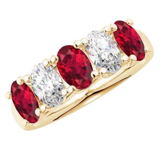 3 Carat Oval LAB GROWN Ruby and LAB GROWN Diamond Wedding Band (2.5ct ...
