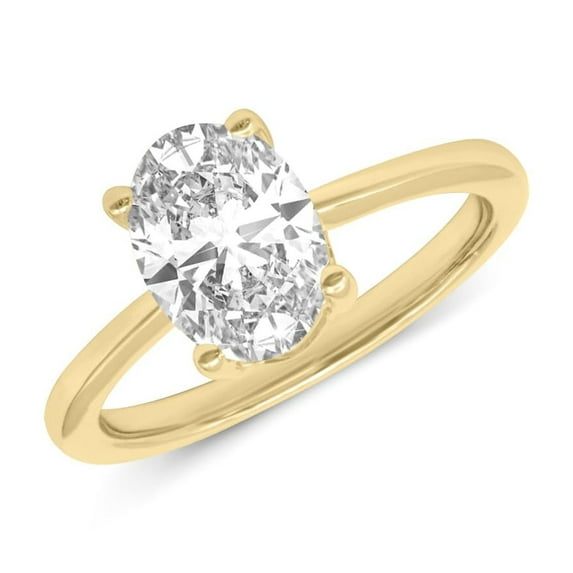 3 Carat - Oval Lab Grown Basket Regular Shank Setting Solitaire Diamond Engagement Ring in 14K Yellow Gold | E-F Color, VS1-VS2 Clarity (Ring Size: 5.5)