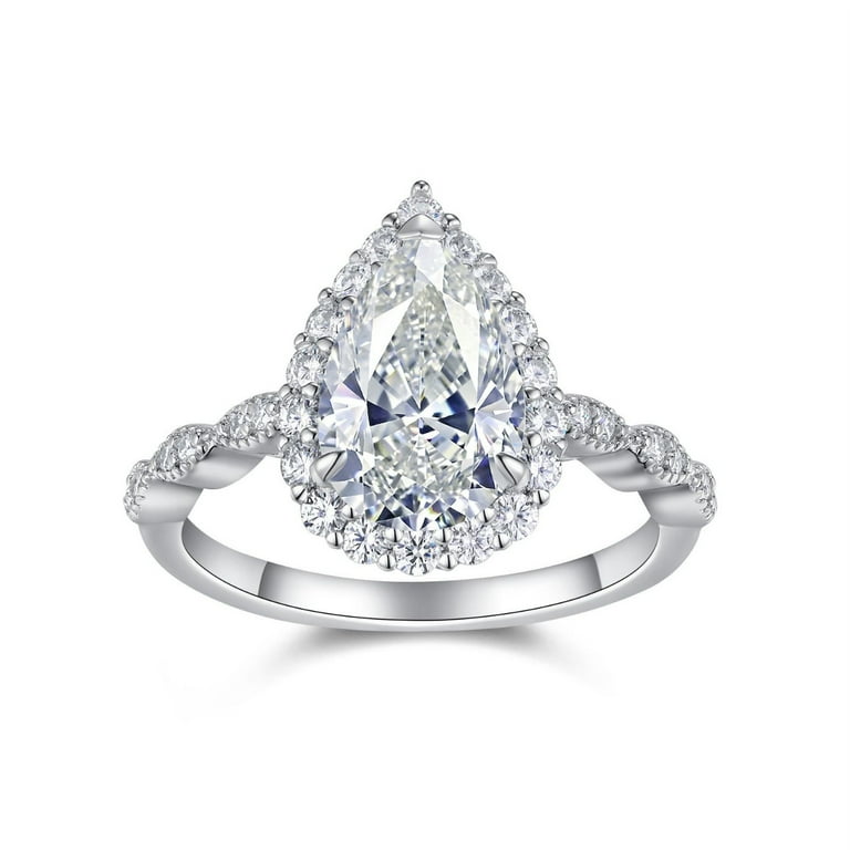 Carat Pear Shaped Engagement Ring D Color VVS1 Clarity Moissanite Diamond  Rings 925 Sterling Silver Women's Promise Rings Size 5-9