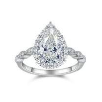 3 Carat Pear Shaped Engagement Ring D Color VVS1 Clarity Moissanite Diamond Rings 925 Sterling Silver Women's Promise Rings Size 5-9