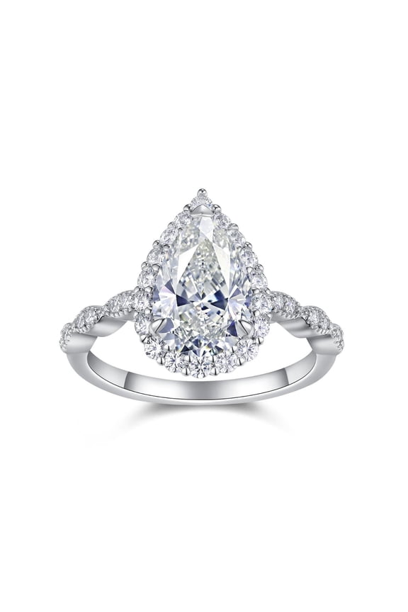 3 Carat Pear Shaped Engagement Ring D Color VVS1 Clarity Moissanite Diamond Rings 925 Sterling Silver Women's Promise Rings Size 5-9
