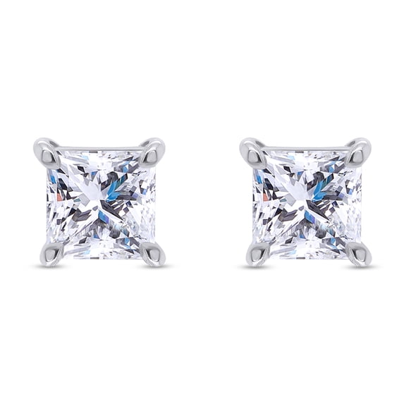 3 Carat Princess Cut Moissanite Stud Earrings for Women, Lab Created Diamond Solitaire Moissanite Wedding Earrings In 18K White Gold Over Sterling Silver Moissanite Stud Earring for Women Mom Wife
