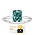 thumbnail image 1 of 3 Carat Radiant Cut Moissanitefor Women,D color VVS1 - Simple Solitaire Ring - 18k White Gold Over Silver - Green, 1 of 10