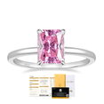 thumbnail image 1 of 3 Carat Radiant Cut Moissanitefor Women,D color VVS1 - Simple Solitaire Ring - 18k White Gold Over Silver - Pink, 1 of 10